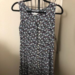 90s Floral Print Button Front Dress